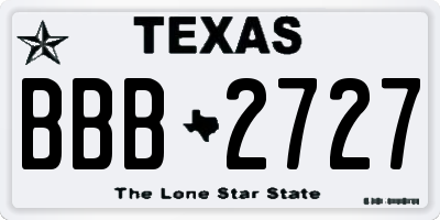 TX license plate BBB2727