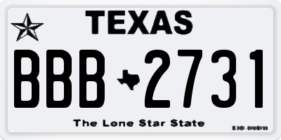 TX license plate BBB2731