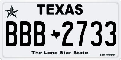 TX license plate BBB2733