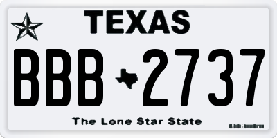 TX license plate BBB2737