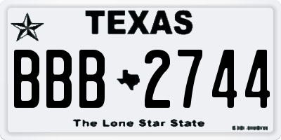 TX license plate BBB2744