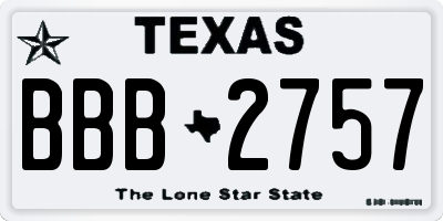 TX license plate BBB2757