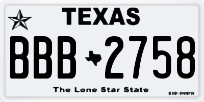 TX license plate BBB2758
