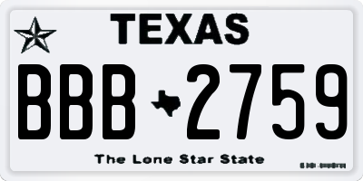 TX license plate BBB2759