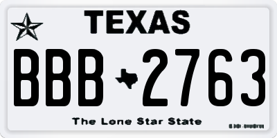 TX license plate BBB2763