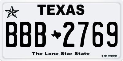 TX license plate BBB2769