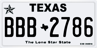 TX license plate BBB2786