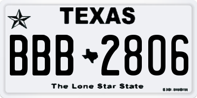 TX license plate BBB2806