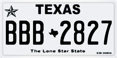 TX license plate BBB2827