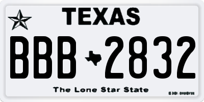 TX license plate BBB2832