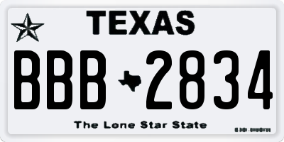 TX license plate BBB2834