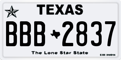 TX license plate BBB2837