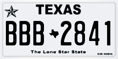 TX license plate BBB2841