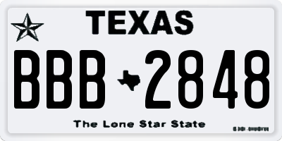 TX license plate BBB2848