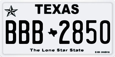 TX license plate BBB2850