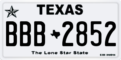 TX license plate BBB2852