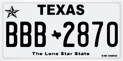 TX license plate BBB2870