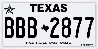 TX license plate BBB2877