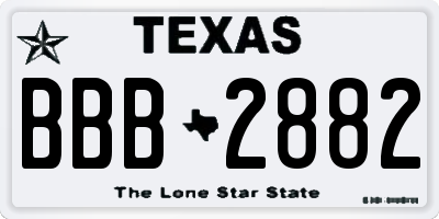 TX license plate BBB2882