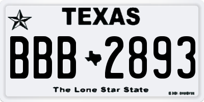 TX license plate BBB2893