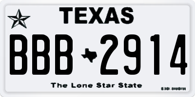 TX license plate BBB2914