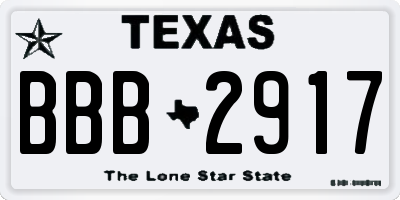 TX license plate BBB2917