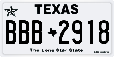 TX license plate BBB2918