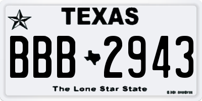 TX license plate BBB2943
