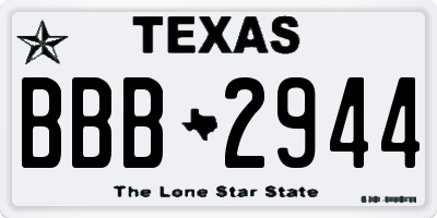 TX license plate BBB2944