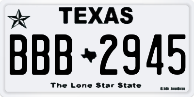 TX license plate BBB2945