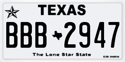 TX license plate BBB2947
