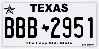 TX license plate BBB2951