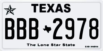 TX license plate BBB2978