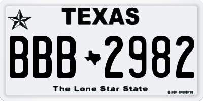 TX license plate BBB2982