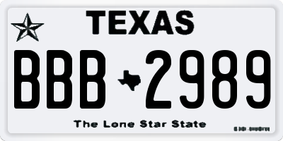 TX license plate BBB2989