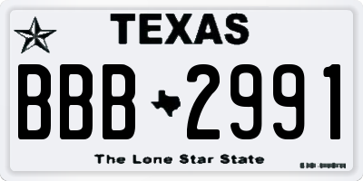 TX license plate BBB2991