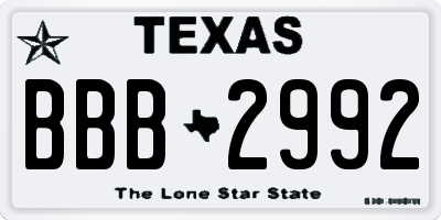TX license plate BBB2992