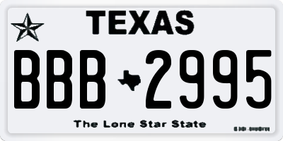 TX license plate BBB2995