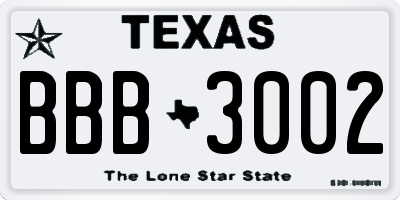 TX license plate BBB3002