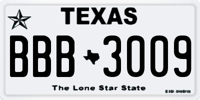TX license plate BBB3009