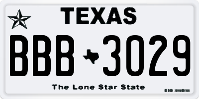 TX license plate BBB3029