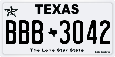 TX license plate BBB3042
