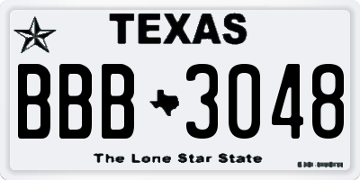 TX license plate BBB3048