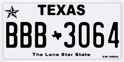TX license plate BBB3064