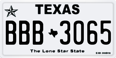 TX license plate BBB3065