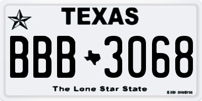 TX license plate BBB3068