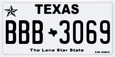TX license plate BBB3069