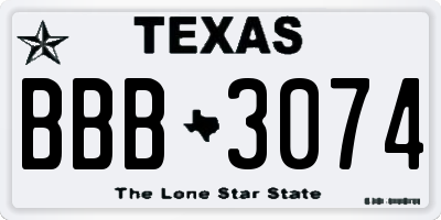 TX license plate BBB3074