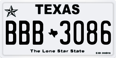 TX license plate BBB3086