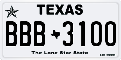 TX license plate BBB3100